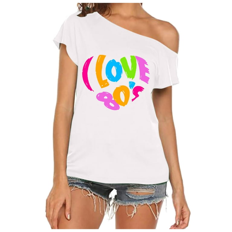 NECHOLOGY Womens Tops Long Sleeve Tees Women I Love The 80s Off