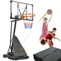 NEDYO 44" Portable Basketball Hoop Outdoor with Quick 5.25-10ft Adjustable, HDPE Backboard Material