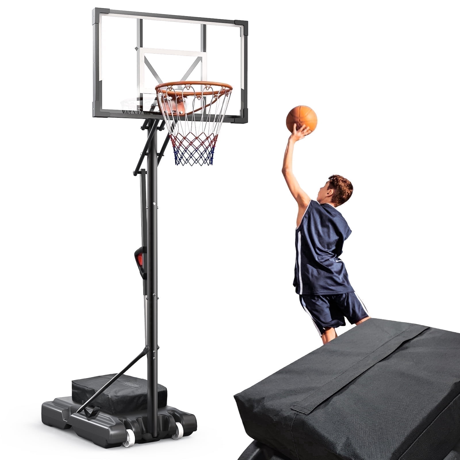 Bexfil  Portable Adjustable Basketball Hoop 5.25-10ft with 44" Backboard for Kids, Teens, Adults, New
