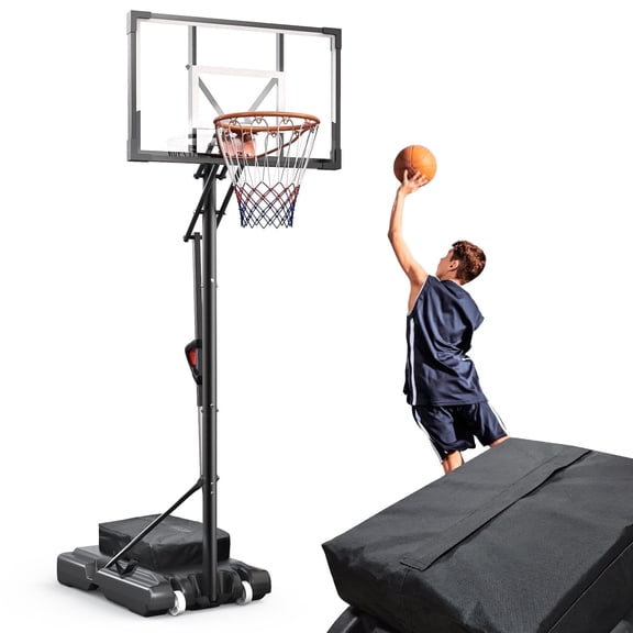 Bexfil Portable Adjustable Basketball Hoop 5.25-10ft with 44" Backboard for Kids, Teens, Adults, New