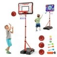 thumbnail image 1 of NEDYO Kids Adjustable Basketball Hoop for Toddlers, Height 2.9ft-6.2ft, Indoor/Outdoor Play, PE Backboard, Includes Pump, Darts, Basketballs, 1 of 7