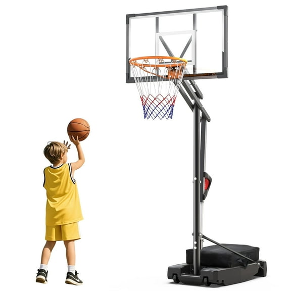 NEDYO Portable Basketball Hoop for Kids, 3.9-8.5 ft Height Adjustable Basketball Goal with HDPE Backboard and Weighted Base, Indoor & Outdoor Use