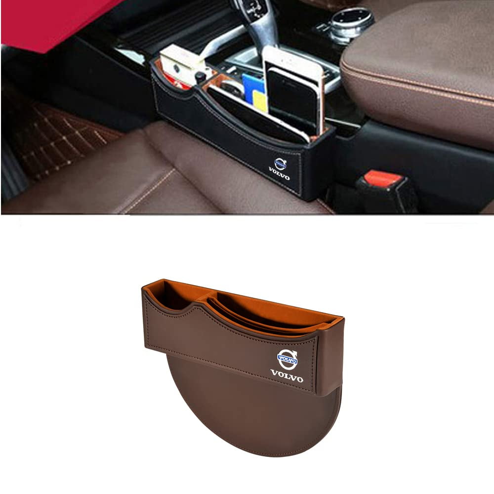 NEEARI Suitable for Volvo S60 V60 S90 V90 XC40 XC60 XC90 Seat Gap Filler,  Console Organizer, Car Pocket, Seat Catcher, Interior Accessories Seat  Crevice Storage Box (Brown) 