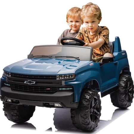 NEECHIPRO 2 Seater 24V 5 MPH Licensed Chevrolet Silverado Ride On Truck Car Toy w/ Parent Remote Control - Blue