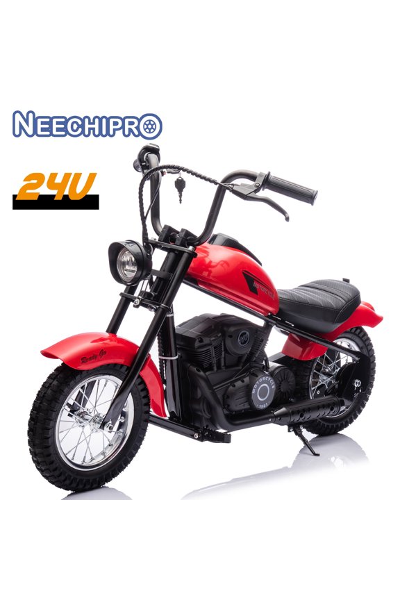 24V Ride on Electric Dirt Bike for kids, 250W Motorcycle with Key Start,14 MPH, For Age 13+,Red