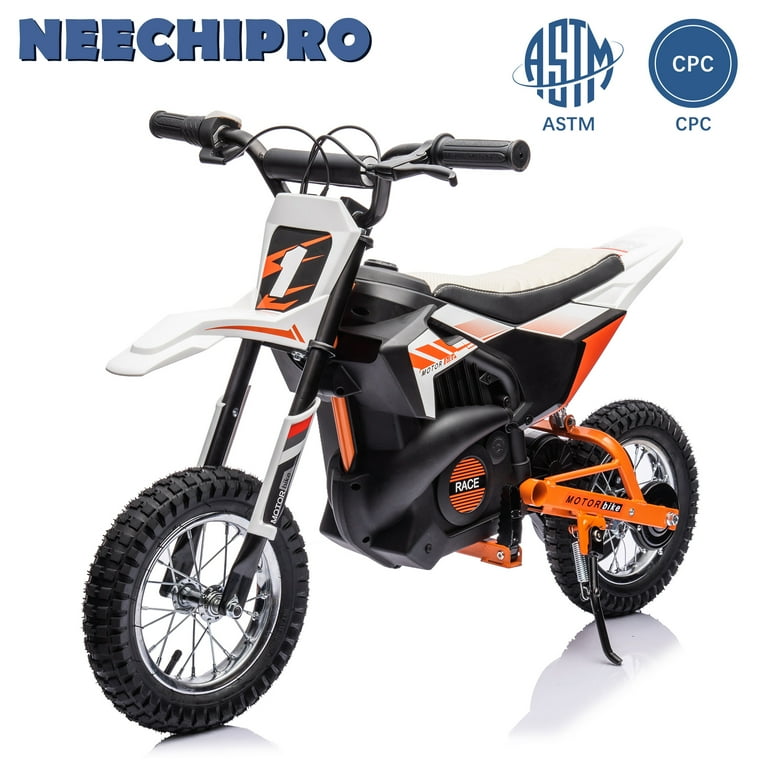 NEECHIPRO Electric Dirt Bike 24V Electric Motorcycle Ride on Bicycle for Teens 13 250W 13mph Max Speed White