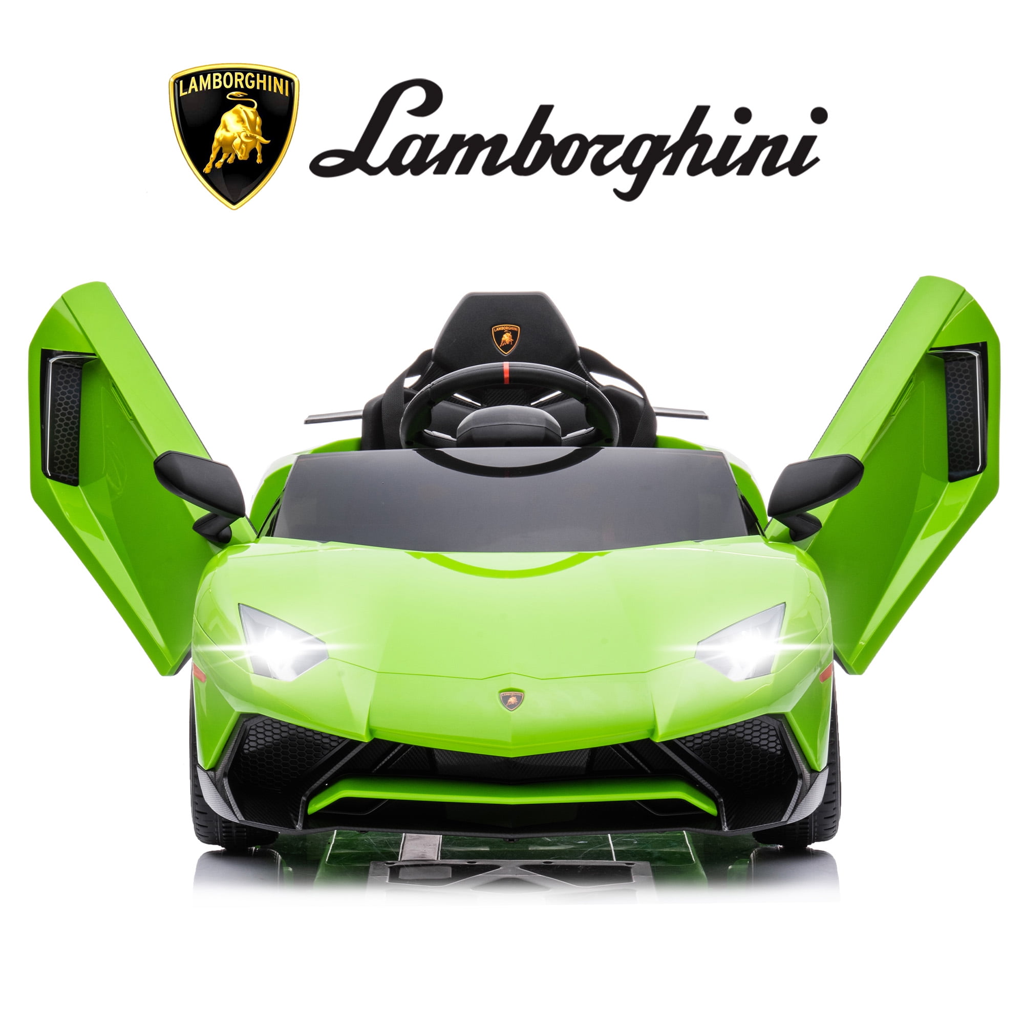 NEECHIPRO Lamborghini 12V Electric Powered Ride on Car for Kids with Remote Control MP3 Player Green Walmart