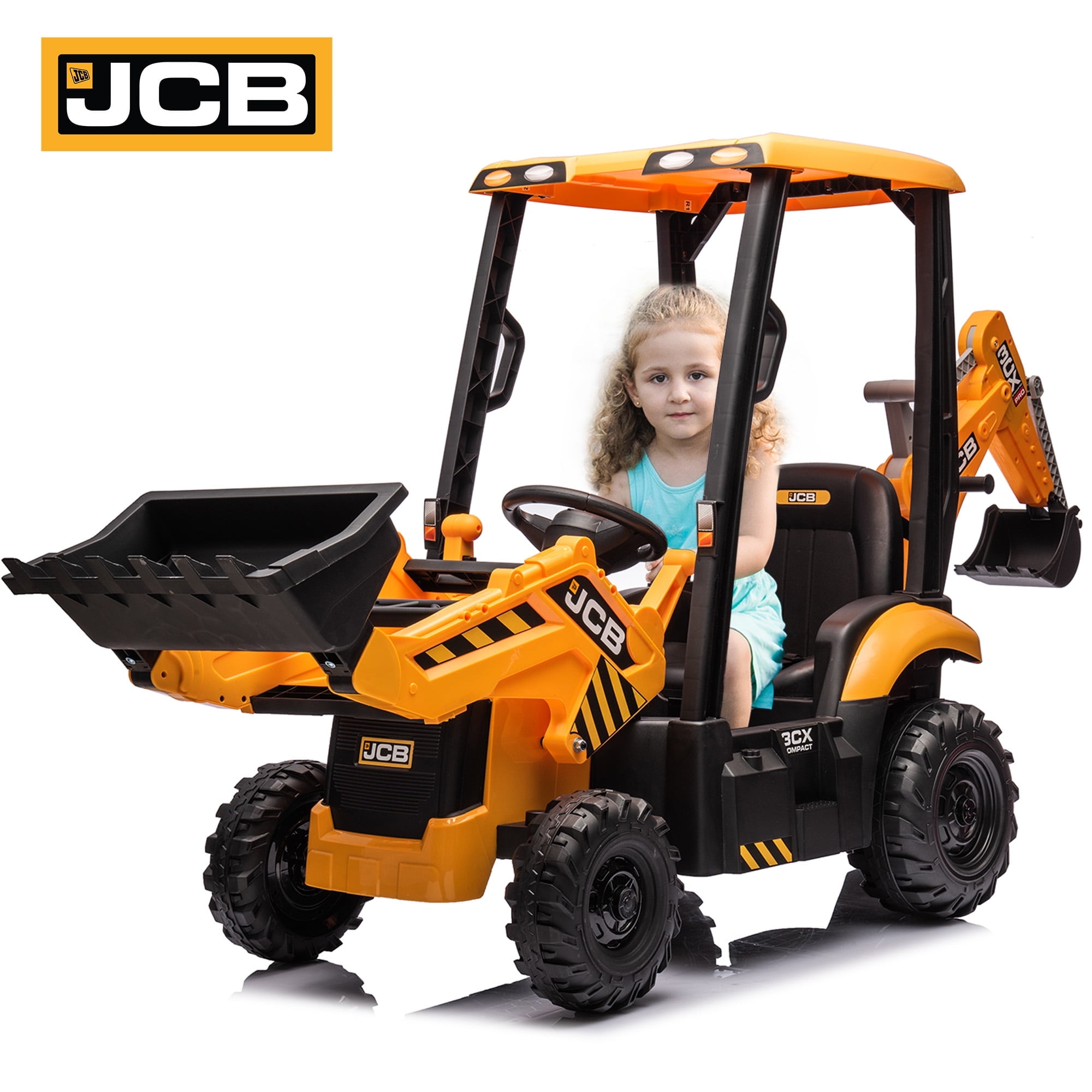 Yellow 12V Kids Ride-On Excavator with Remote Control