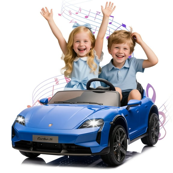 NEECHIPRO Licensed Porsche Taycan Turbo S 24V Ride On Toy Cars,350W 4Mph Powered Ride on Car With Remote Control, Blue