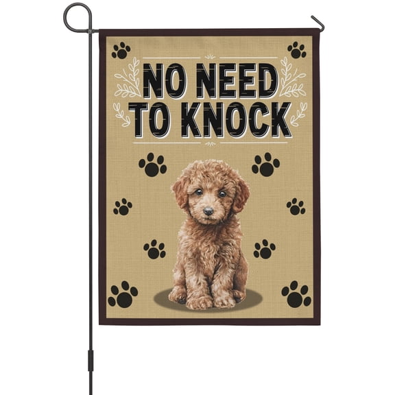 NO NEED TO KNOCK House Flags For Outdoor, Poodle Puppy Paw Prints Pet Lover Farmhouse Small Double Side Yard Flags Weather Proof House Decor for Lawn Outside Holiday 28 x 40 Inches