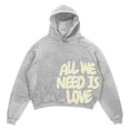 thumbnail image 1 of All WE NEED IS LOVE Men's Oversize Cropped Hoodie Casual Baggy Hop Gothic Pullover Long Sleeve Hoodie Colorful Sweatshirt With Pockets (Light Gray,3XL), 1 of 4