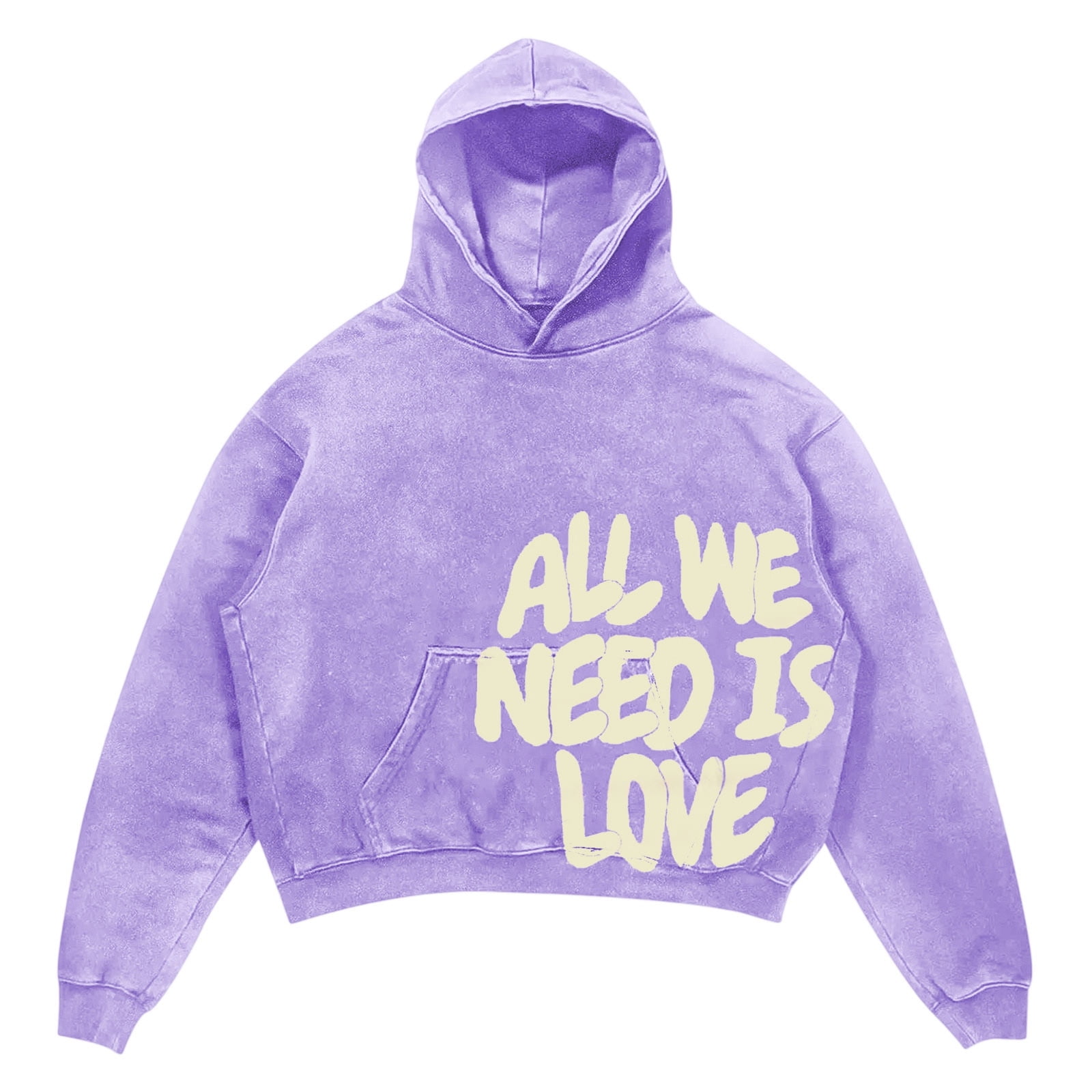 All WE NEED IS LOVE Men's Oversize Cropped Hoodie Casual Baggy Hop