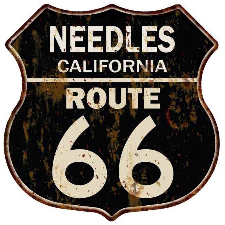 NEEDLES, CALIFORNIA Route 66 Shield Metal Sign Man Cave Garage