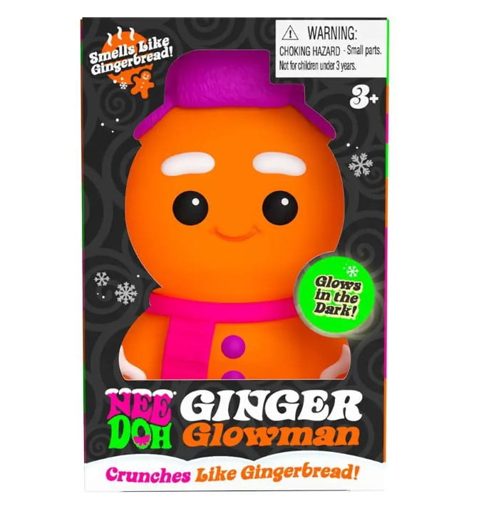 Schylling NeeDoh Squishmas Ginger Glowman - Christmas Squeeze Toy - Satisfying Snow-Like Crunch - 3.5" Tall - Color May Vary (Pack of 1)