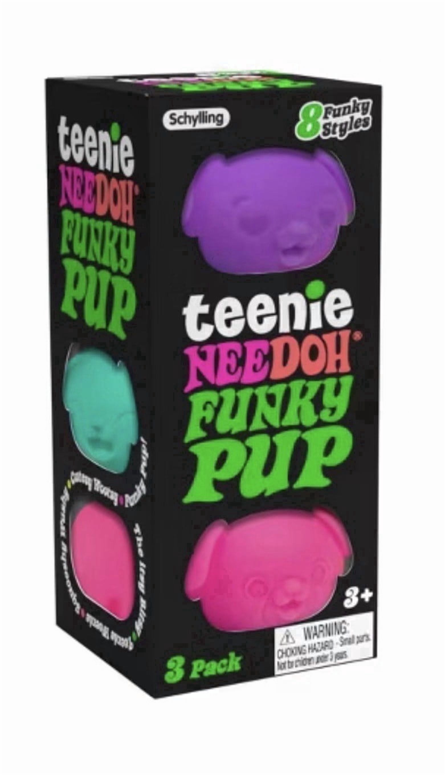 NEEDOH Teenie Funky PUP DOG SQUSHI , STRESS RELIEVER, FIDGET , SENSORY BALL , COLORS MAY VARY, 3 PUP PER PACK