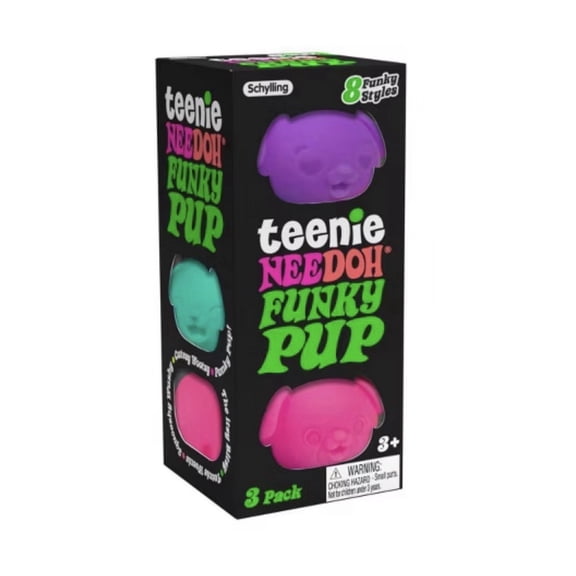 NEEDOH Teenie Funky PUP DOG SQUSHI , STRESS RELIEVER, FIDGET , SENSORY BALL , COLORS MAY VARY, 3 PUP PER PACK