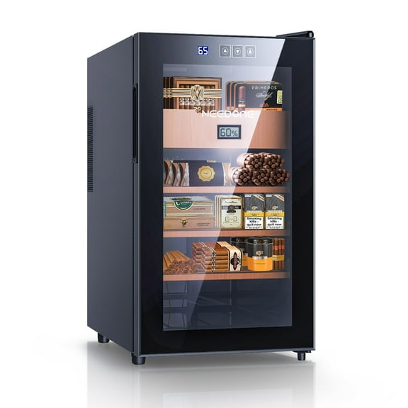 NEEDONE 48L 300 Count Cigar Cooler Humidor with Temp-Heating,Cigar Cabinet with Digital Touch and Built-In Hygrometer Spanish Cedar Wood Shelves