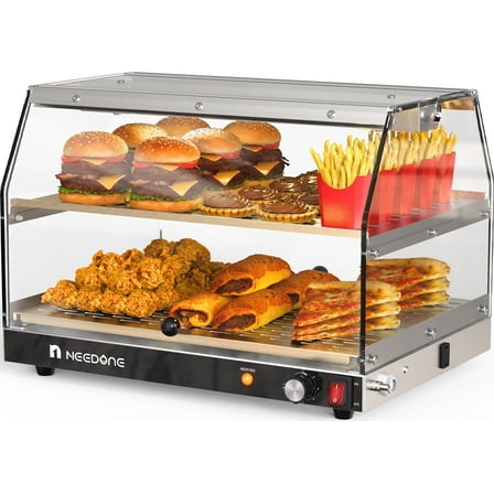 NEEDONE Food Warmer,Commercial Electric Food Warmer Display, With LED Lighting Removable Shelves,Large Capacity for Hamburger, Pizza, Bread, Fried Chicken