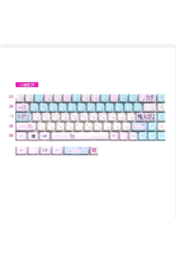 NEEDY GIRL OVERDOSE Keycaps Set Super Hyper Miracle Kotoko Design, Custom Artisan Keycap Set for 65% 75% Keyboard, Kawaii Gamer Gift