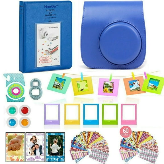 NEEGO Camera Accessory Set for Fujifilm Instax Mini 9 (Cobalt Blue) Includes: Camera Bag Photo Album Photo Sticker Paper Frame Mini frame Filter