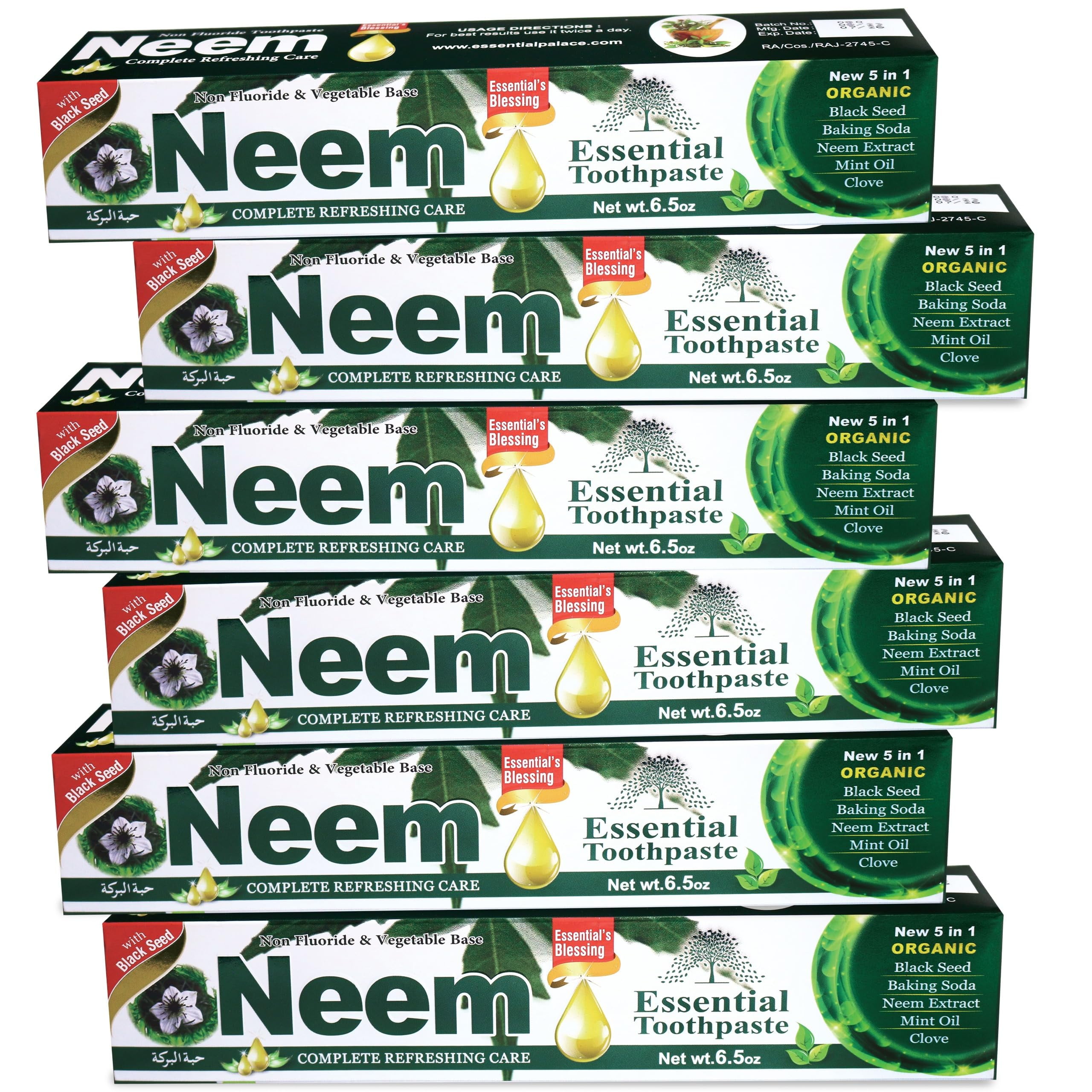 NEEM ESSENTIAL TOOTHPASTE New MMF7 5 in 1 Formula 6 Pack