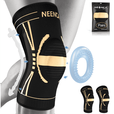 NEENCA 2Pcs Professional Knee Brace for Pain Relief, Medical Knee Support with Patella Pad & Side Stabilizers, Compression Knee Sleeve for Meniscus Tear, ACL, Joint Pain, Runner, Workout
