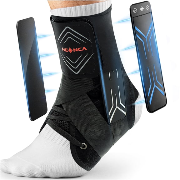NEENCA Ankle Brace for Sprained Ankle,Quick Lace Up Ankle Support for Women Men with 2 Auto-Shaped Pads,for Sprains, Tendonitis & Relief-S