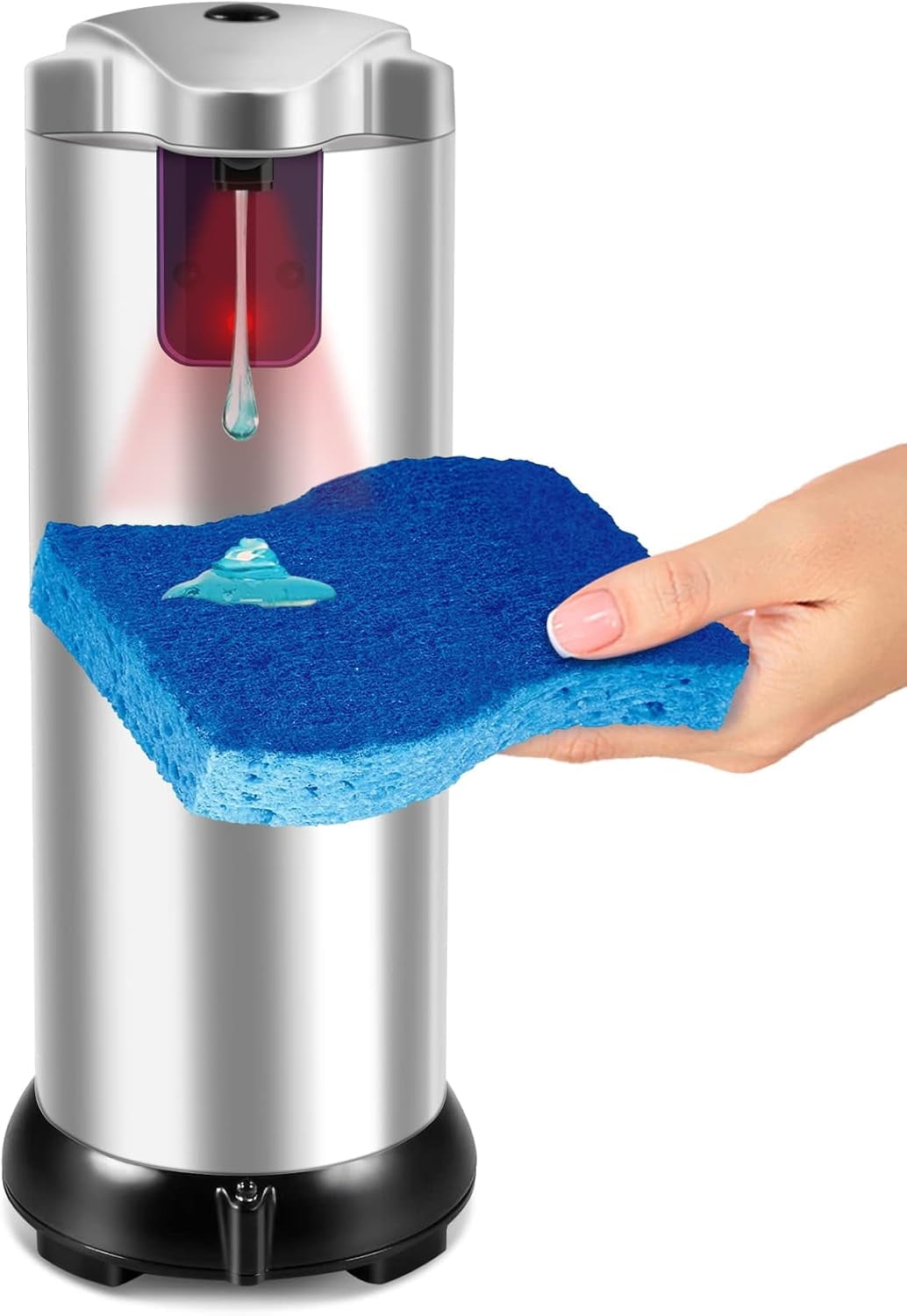 Daretodo Automatic Soap Dispenser, 9.5oz Touchless Dish Soap Dispenser with Waterproof Base, 3 Adjustable Soap Volume Hand Soap Dispenser,for Kitchen Bathroom Office Lavatory