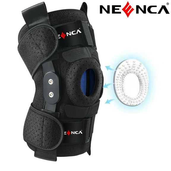 NEENCA Hinged Knee Brace with Side Stabilizers Adjustable Knee Compression Sleeve Relieves Meniscus Tear,ACL,MCL,Knee Support and Knee Pain Relief,Men & Women - L