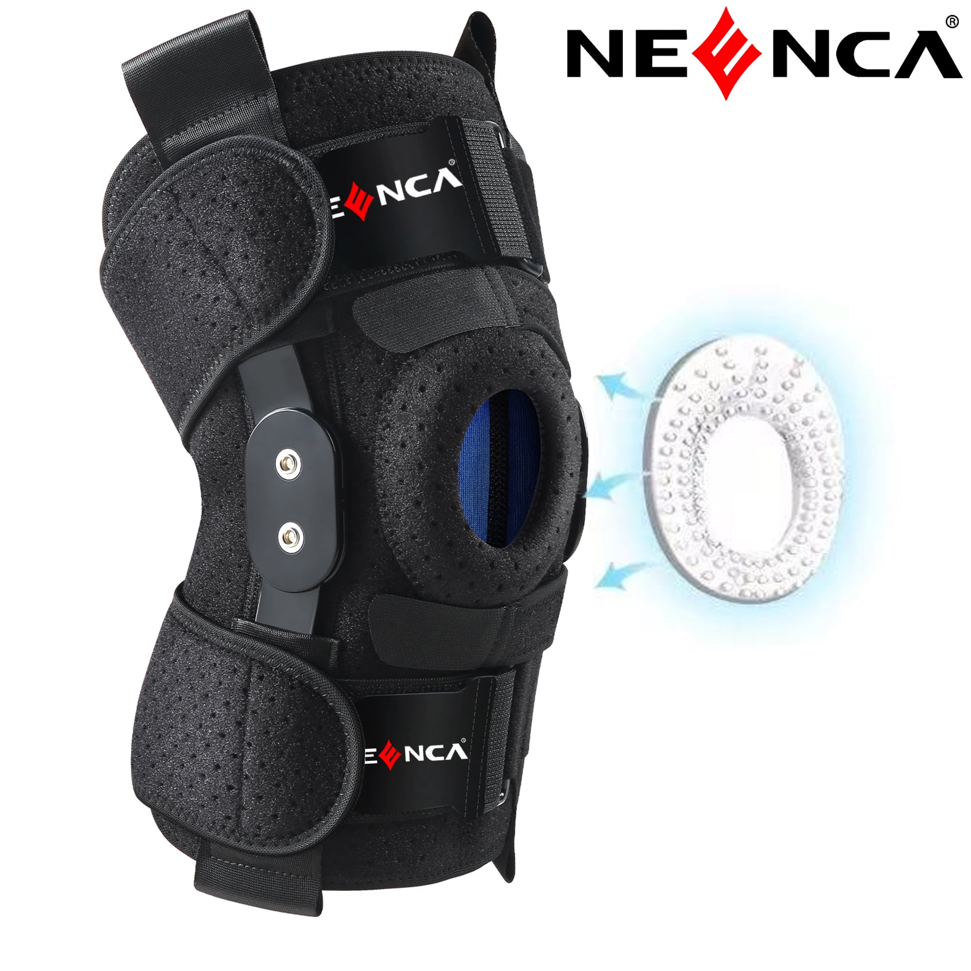 NEENCA Hinged Knee Brace with Side Stabilizers Adjustable Knee Compression Sleeve Relieves Meniscus Tear,ACL,MCL,Knee Support and Knee Pain Relief,Men & Women - M