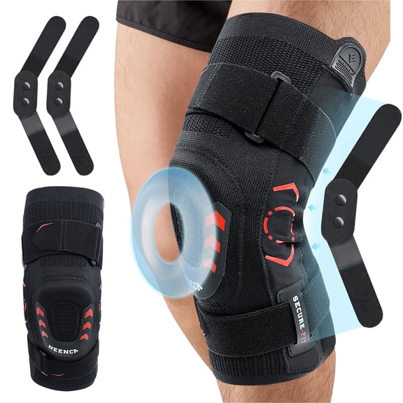 NEENCA Knee Brace with Side Stabilizers,Adjustable,Knee Sleeve for Knee Pain Women & Men, Hinged Knee Brace for Pain Relief, Patella and Ligament Support,XL