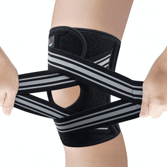 NEENCA Knee Brace Support with Side Stays,Adjustable Knee Compression Sleeve Relieves Meniscus Tear,ACL,MCL,Knee Support and Knee Pain Relief,Men & Women-L