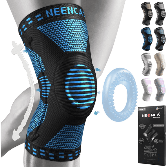 NEENCA Knee Brace for Pain Relief, Knee Support with Patella Pad & Side Stabilizers, Knee Sleeve for Meniscus Tear, ACL, Joint Pain (Blue, X-Large)