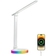 NEENCA Desk Lamp With RGB,USB Charging,3 Modes and 6 Level Brightness are Adjustable,Colorful Ambient Light Touch Table Lamp for Gaming,PC,Read a book,Room Decoration