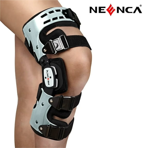 NEENCA Professional Medical Knee Brace for Men and Women, Adjustable Medical Orthopedic Bracing Stabilizer,Postoperative Bracing for Restoring Stability, ACL, MCL and PCL Injuries. (Right)