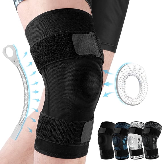 NEENCA Knee Brace for Knee Pain Relief, Compression Knee Sleeves with Patella Gel Pad & Side Stabilizers,Support for Arthritis, Meniscus Tear, Men Women,Black-L