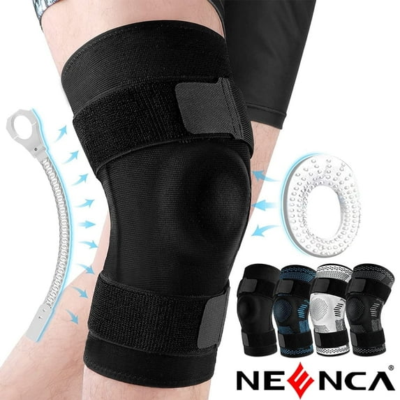 NEENCA Knee Brace for Knee Pain Relief, Compression Knee Sleeves with Patella Gel Pad & Side Stabilizers,Support for Arthritis, Meniscus Tear, Men Women,Black-XXXL