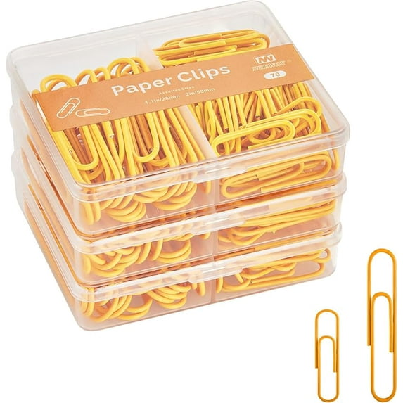 NEEWAY Colorful Paper Clips Assorted Sizes, Small and Large Paperclips, 210 Count, 3 Pack of 70 (Light Multicolor)
