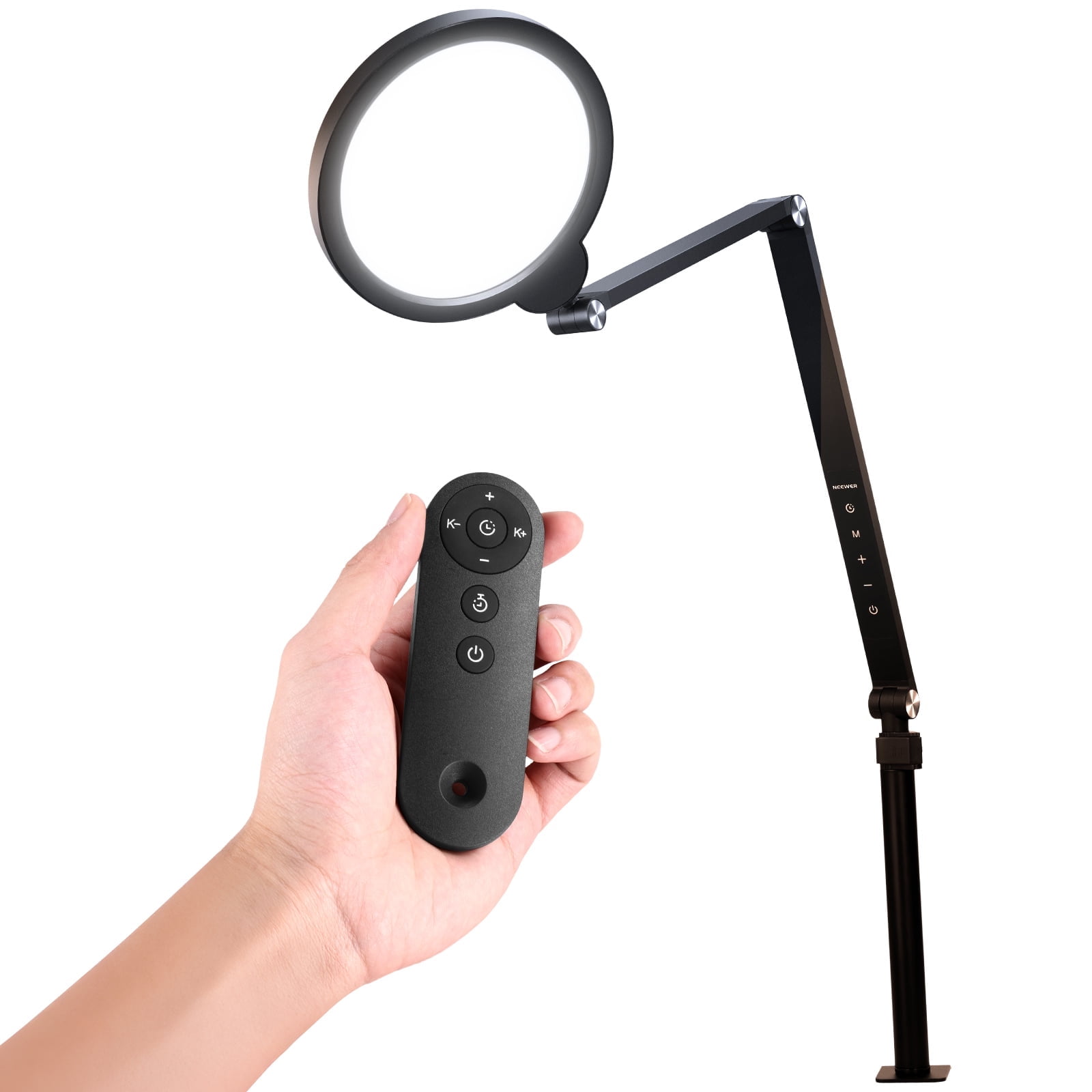 NEEWER 18W 7" Ring Light with Stand & Phone Holder, Dimmable LED Video Light for Streaming/Recording/Makeup, Compatible with iPhone Laptop Computer, Includes C-Clamp for Desk Mount