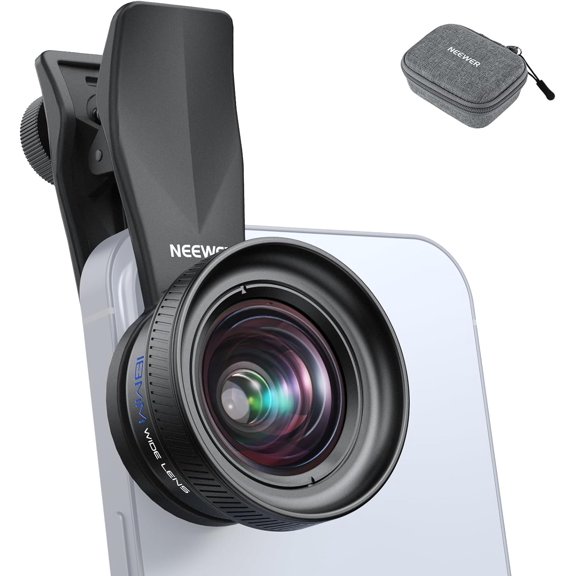 NEEWER 18mm Wide Angle Lens with 17mm Threaded Phone Camera Clip, 100 FOV, 0.75X Magnification, 6 Elements in 5 Groups, Compatible iPhone Android Samsung for Mobile Photography, LS-72