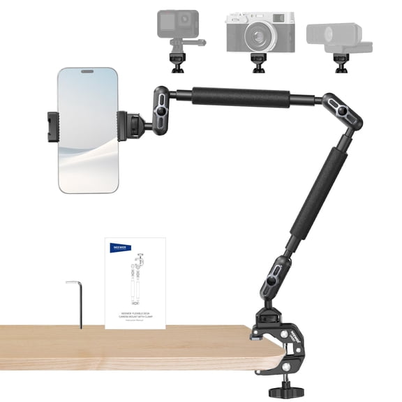 Neewer Adjustable Clamp Mount with C-Clamp for DSLR, Phone, Webcam, Action Camera, Black