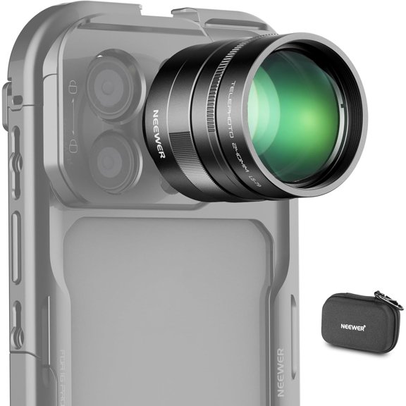 NEEWER 2X Converter for Phone Camera Telephoto Lens Only, 240mm Teleconverter 7 Elements in 5 Groups, 17mm Thread Compatible with Cage iPhone Android Samsung Xiaomi, LS-79