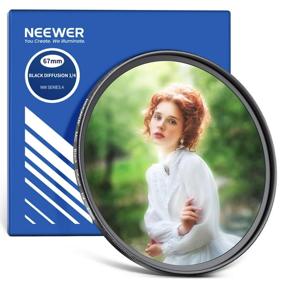 NEEWER 67mm Black Diffusion 1/4 Filter Mist Dreamy Soft Cinematic Effect Filter Ultra Slim Water Repellent Scratch Resistant Optical Glass Multiple Nano Coatings for Video/Vlog/Portrait Photography