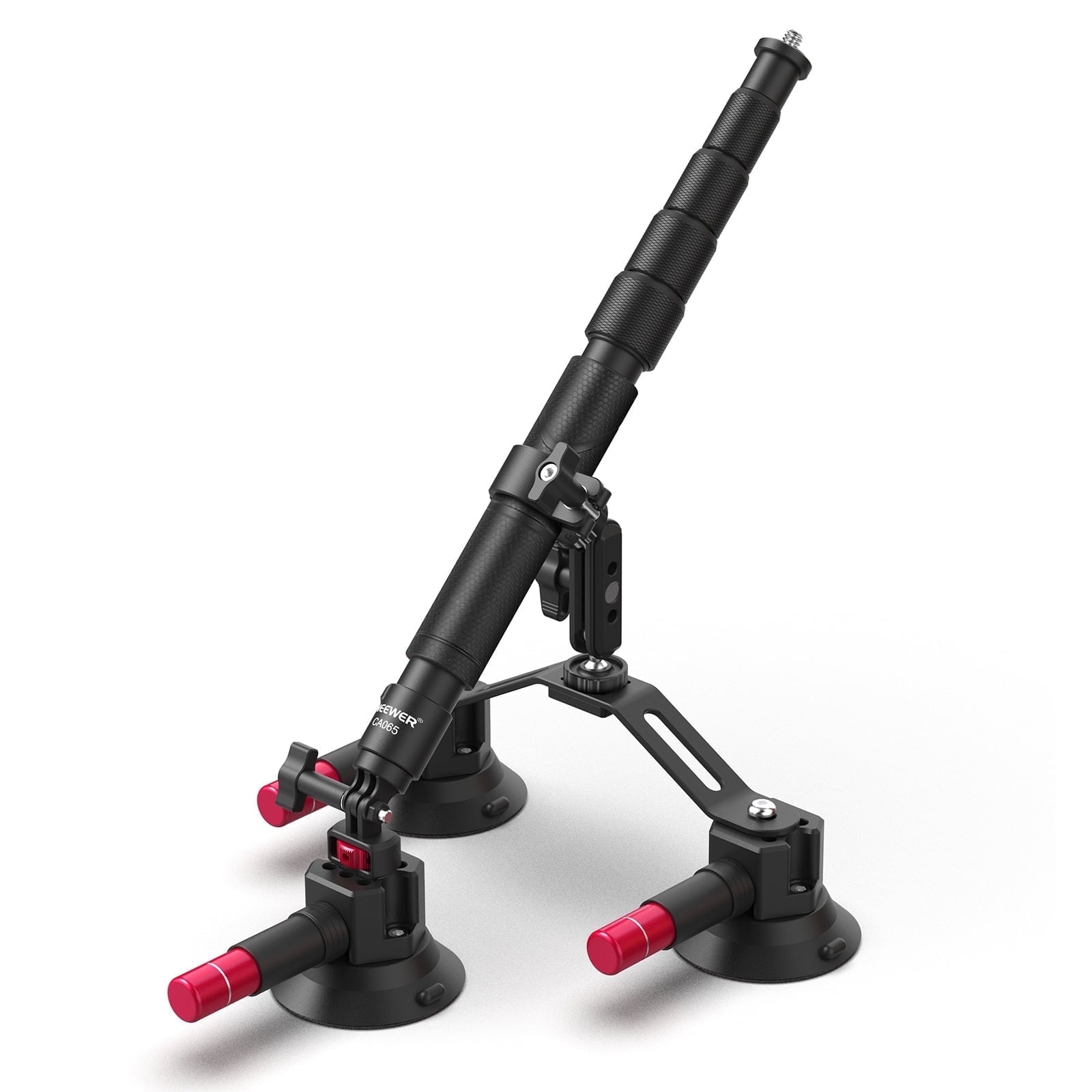 Neewer CA065 Triple Suction Car Mount - 2-in-1 Pole/Magic Arm for GoPro/Insta360, Quick Release