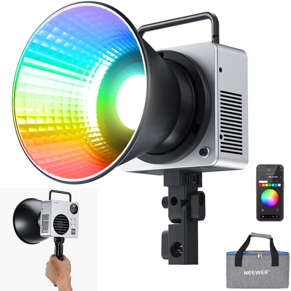 Neewer HB80C 80W RGBWW LED Video Light with Bowens Mount and Battery for Filming, Recording, Photography