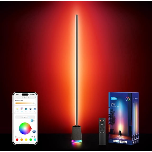 Neewer NF06 RGB IC CW Smart 5.98 in Home Decor Google and Alexa Compatible Music Sync 16 Million Color Ambient Lighting LED Floor Lamps
