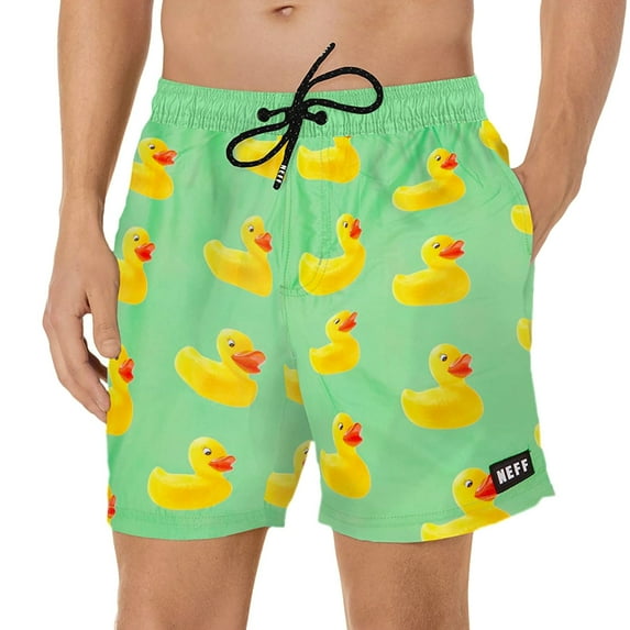 NEFF Men's Daily Green Ducky Hot Tub Board Shorts for Swimming