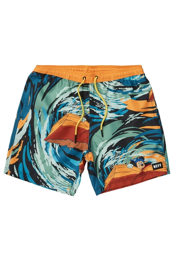 NEFF Men's Mickey Mouse Floating on Book Daily Board Shorts for Swimming