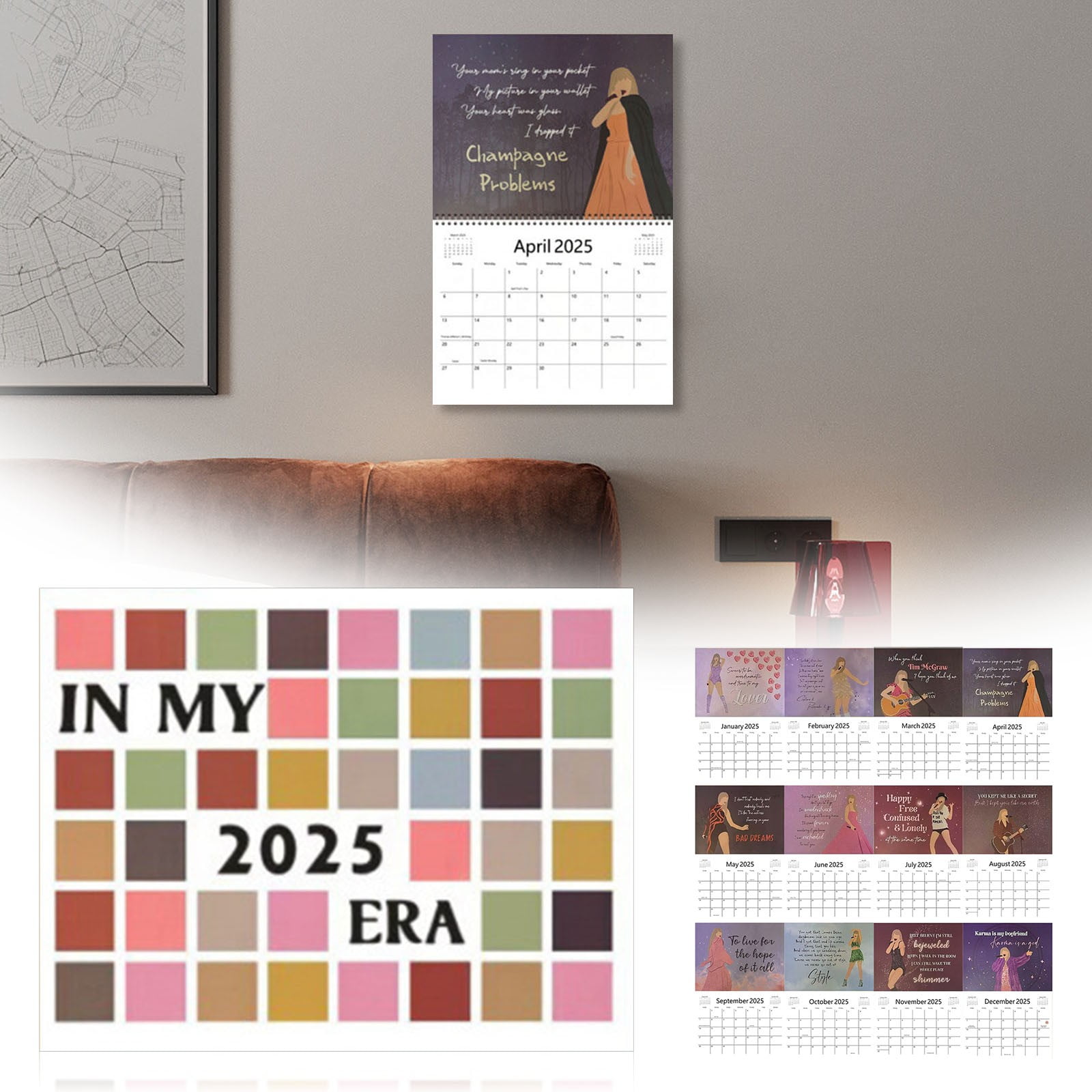 NEGJ 2025 12 X 24 Inch 18 Months Monthly Square Wall Calendar July