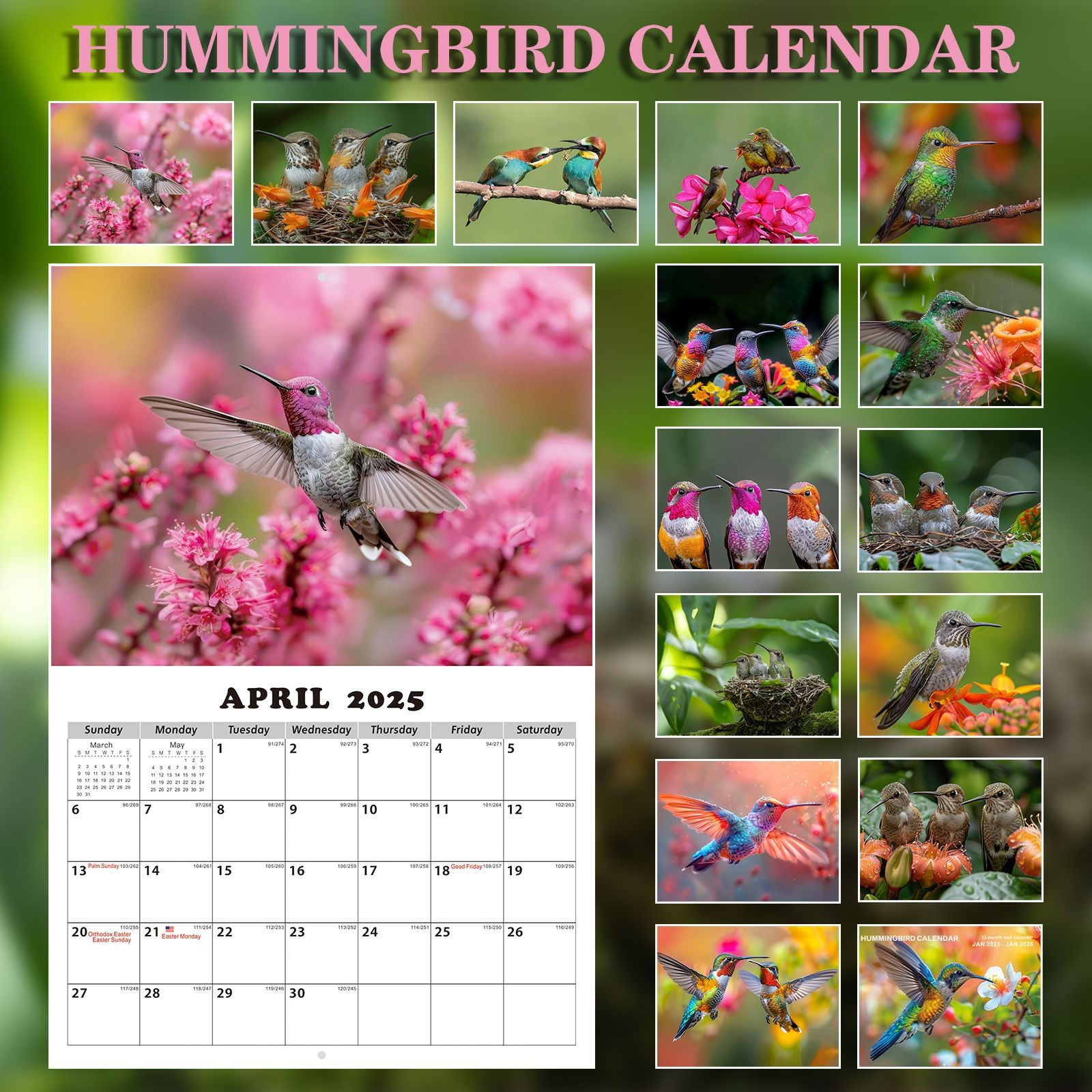 NEGJ 2025.12026.1 Hummingbird Calendar Calendar Calendar For Bird